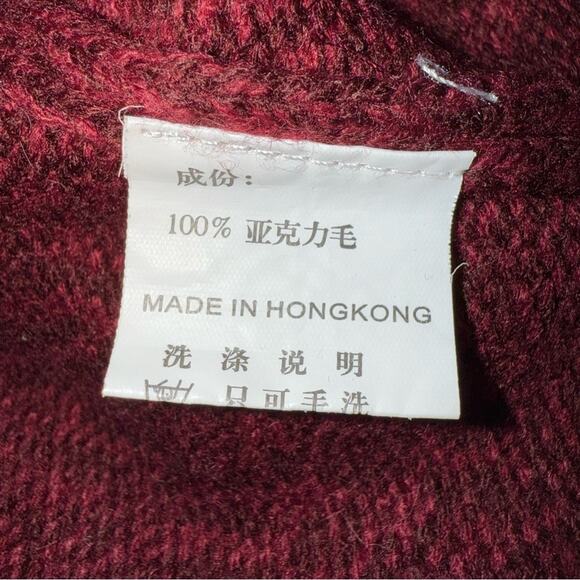 VINTAGE Men's Deep Red and White Arctic Full Zip Sweater Size Small - Picture 5 of 7